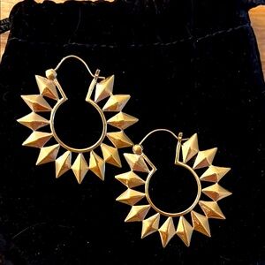 Gold Plated Starburst Hoop Earrings